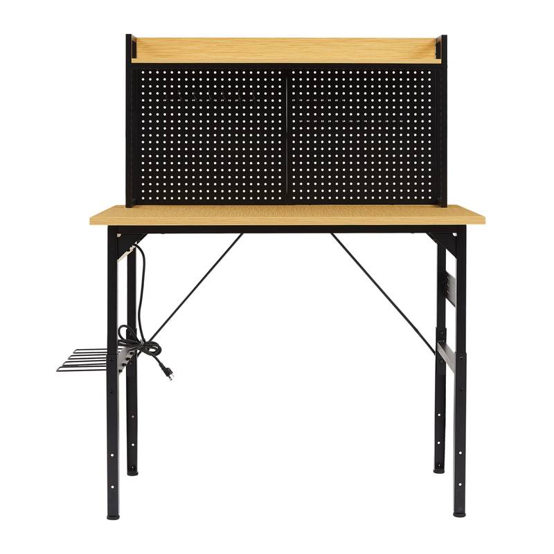 Versatile Rolling Workbench with Pegboard and Outlets