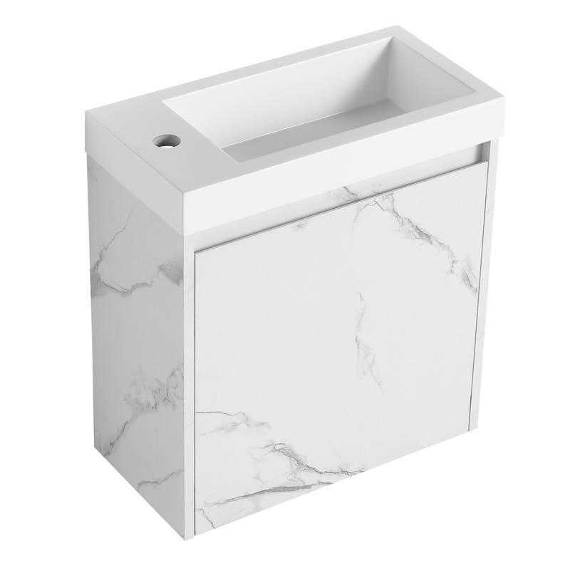 Chic Wall-Mounted Bathroom Vanity with Resin Sink & Quiet-Close Door
