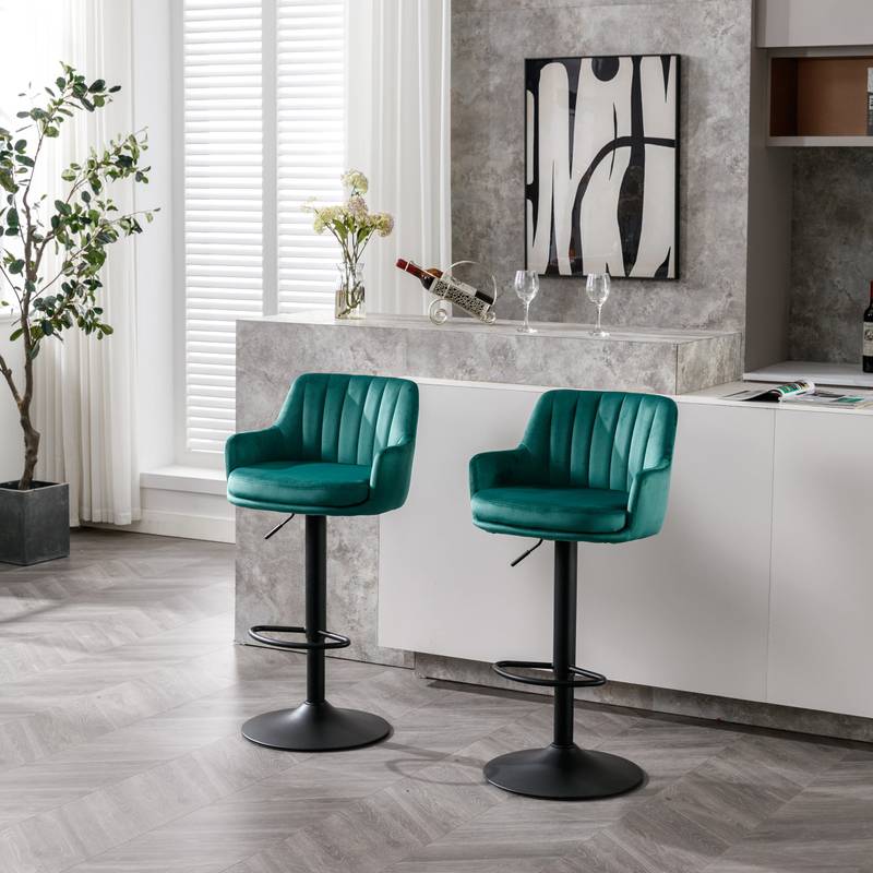 Chic Green Adjustable Bar Stools - Perfect for Kitchen or Pub