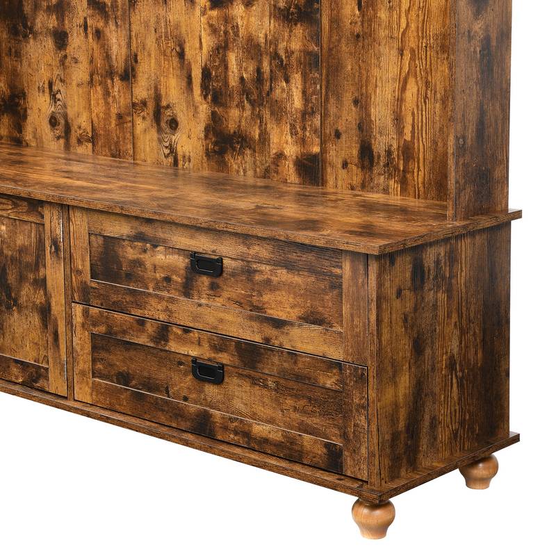 Rustic Charm Hall Tree with Storage and Hooks