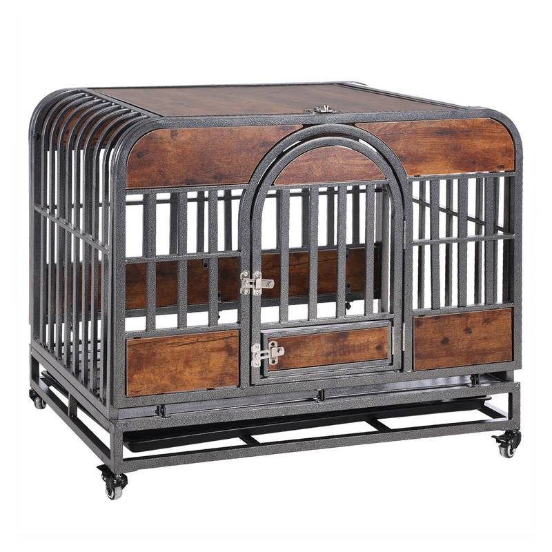 Stylish Comfort Dog Crate with Easy Wheels & Removable Trays