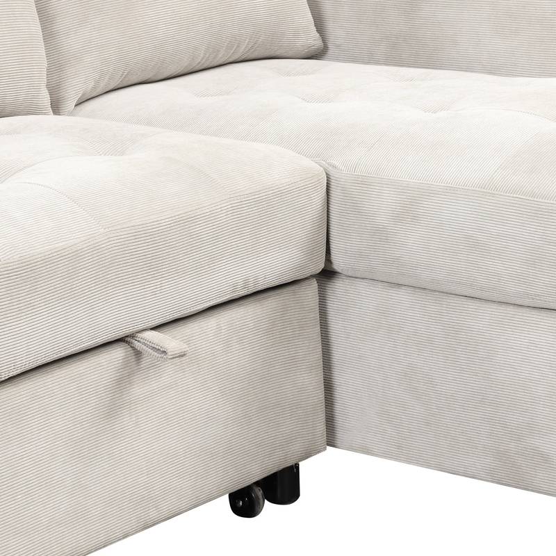 Chic Light Gray Chaise Lounge with Hidden Storage and USB Charger