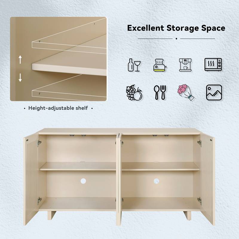 TREXM Chic Sideboard with Smart Storage and Stylish Hollow Doors