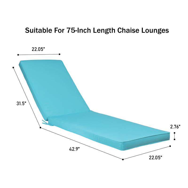Sky Blue Outdoor Lounge Chair Cushions - Set of Two
