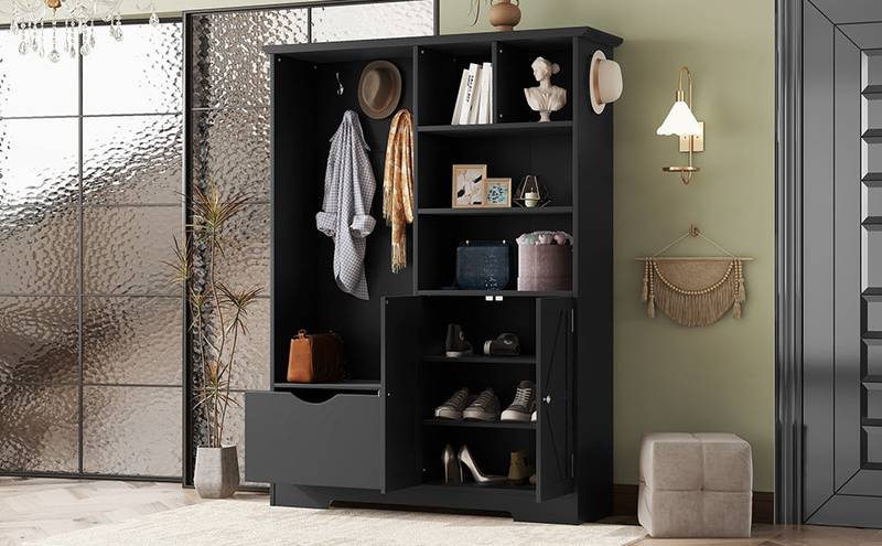 Chic Hallway Organizer with Bench and Storage
