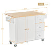 Charming Rolling Kitchen Island with Wood Top & Convenient Storage