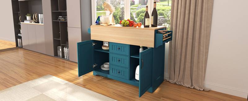 Versatile Rolling Kitchen Island with Drop Leaves and Power Outlet