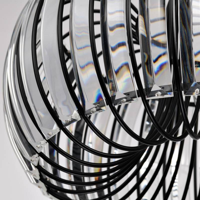 Sleek Black Crystal Chandelier - Dimmable & Color Adjustable Lighting Fixture