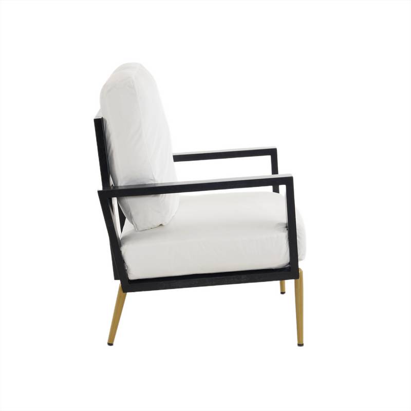 Chic White Accent Armchair with Gold Legs