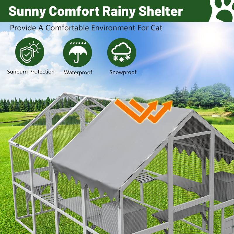 Cozy Outdoor Cat Oasis with Waterproof Roof