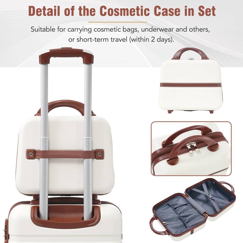 Stylish White Spinner Luggage Set with TSA Lock