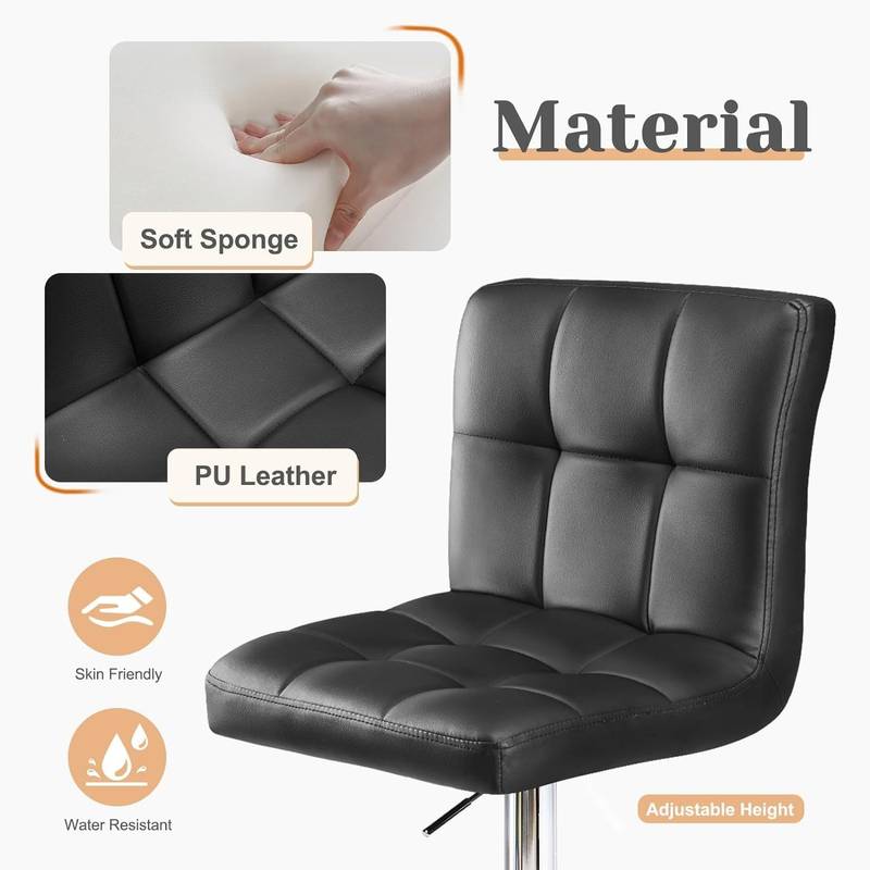Sleek Swivel Bar Stools - Adjustable Comfort Duo in Black