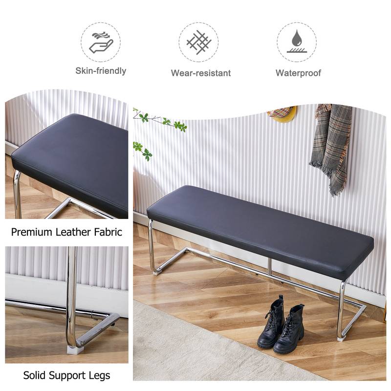 Stylish Shoe Bench with Silver Legs - Perfect Storage for Every Space