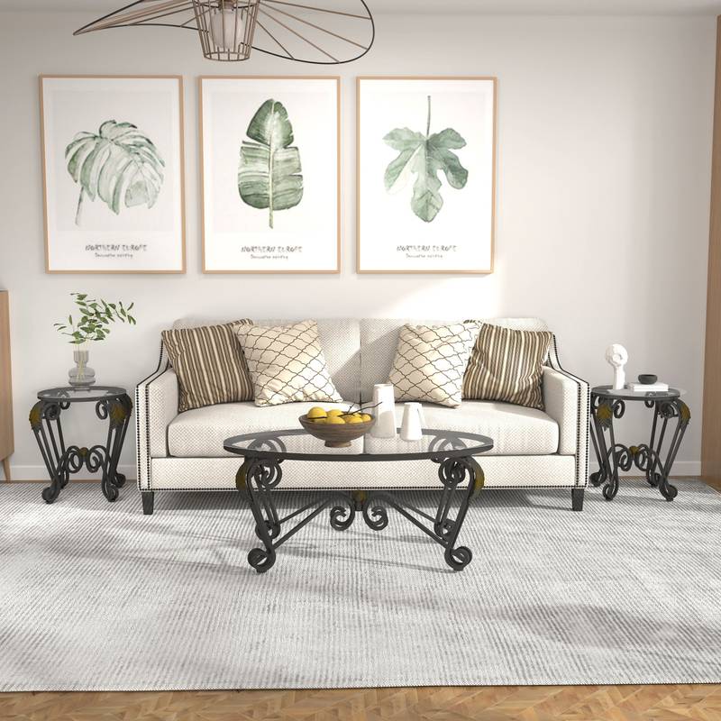 Rustic Chic Glass Coffee Table Trio