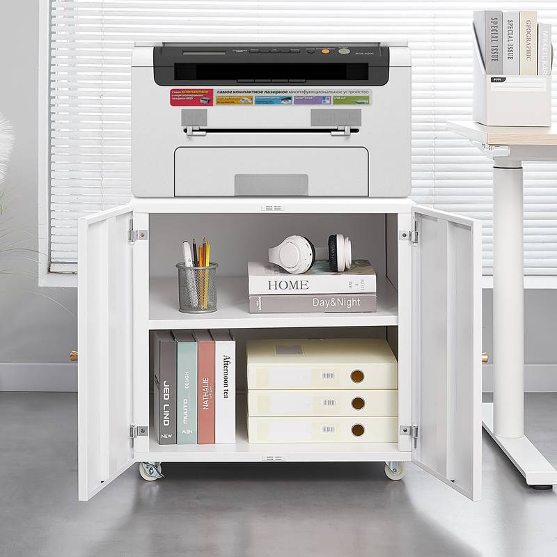 Sleek Mobile Printer Stand with Storage for Home Office