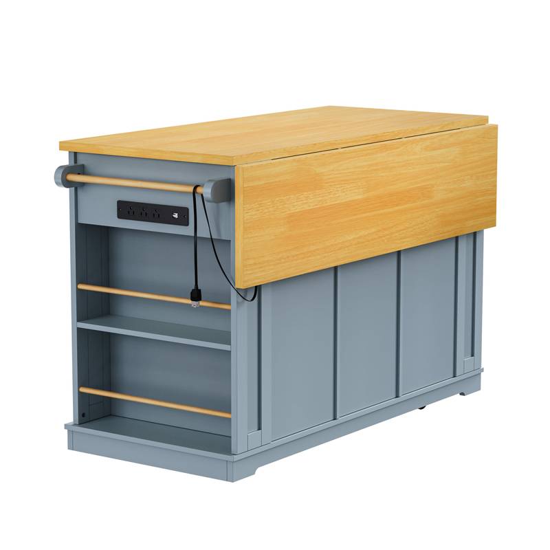 Versatile Rolling Kitchen Island with Drop Leaf & Storage