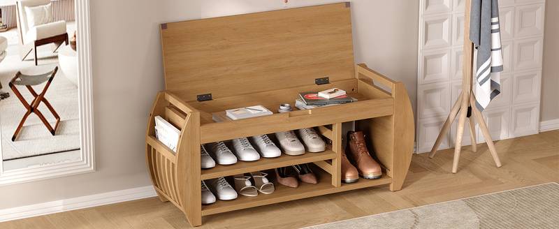 Cozy Curved Shoe Bench