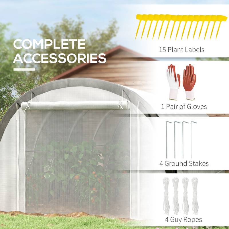 Outsunny Walk-In Greenhouse with Mesh Windows and Zip Door