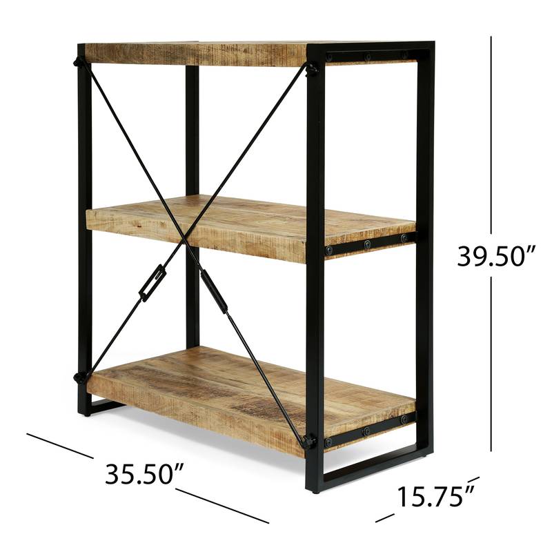 Rustic Iron & Wood Shelf Stand