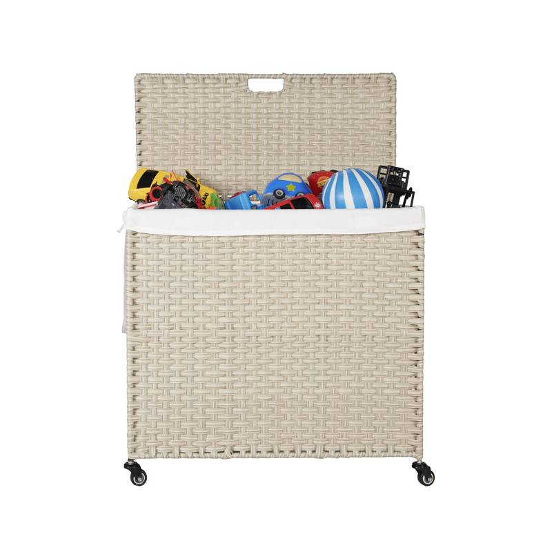 Stylish Grey Laundry Hamper with Removable Bags and Wheels