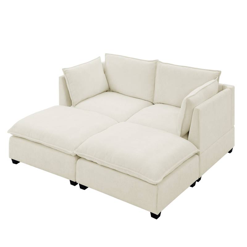 Cozy Cloud Loveseat with Ottomans - Modern Chenille Sleeper for Any Space
