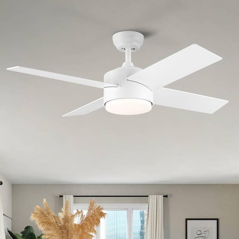 Sleek LED Ceiling Fan with White Blades