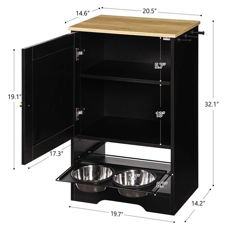 Stylish Pet Feeding Station with Hidden Storage