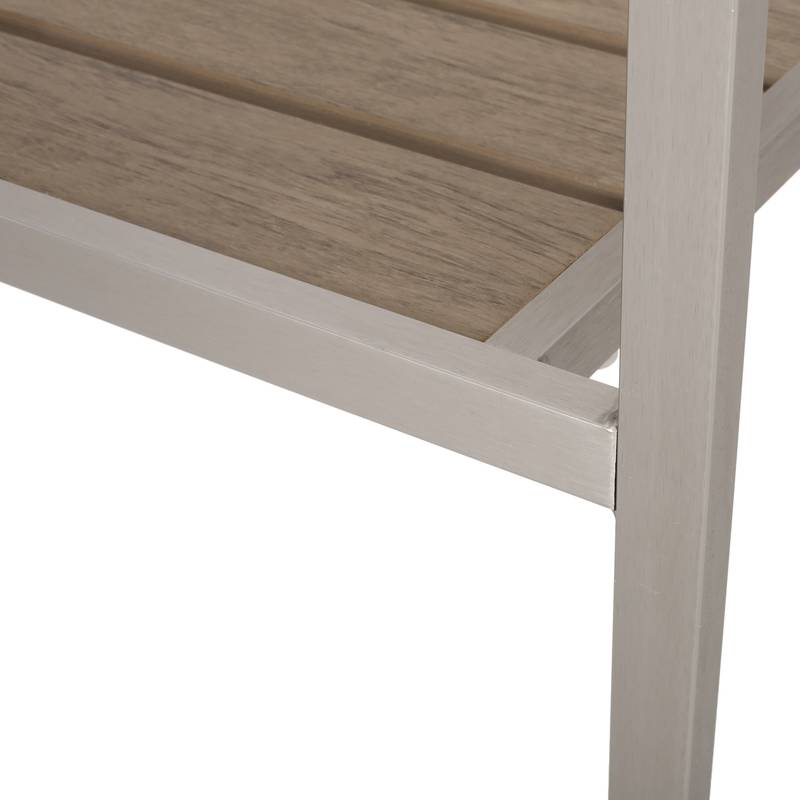 Stylish Outdoor Aluminum Dining Chairs with Natural Wood Look - Set of Two