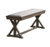 Chic Ash Gray Dining Bench with Cream Cushion