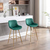 Chic Green Velvet Bar Stools with Gold Legs - Set of Two