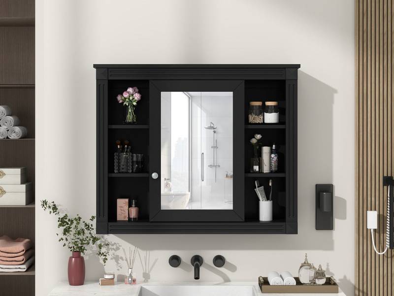 Sleek Bathroom Mirror Cabinet with Shelves