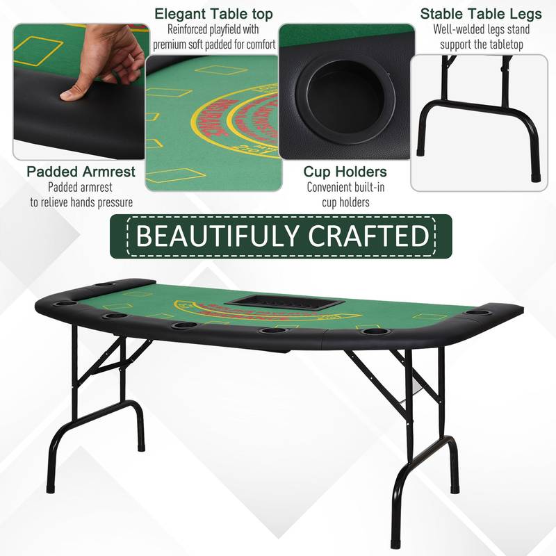 Green Felt Poker Table - Foldable Fun for Friends