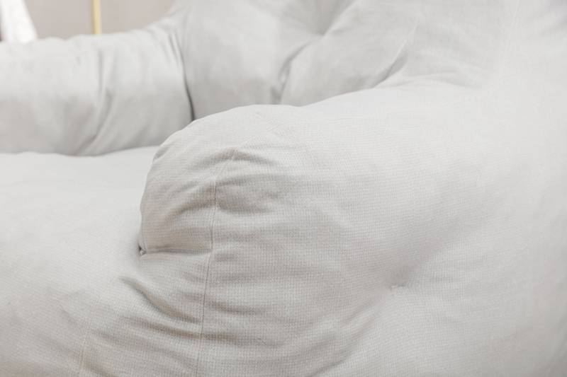 Cozy Ivory Velvet Memory Foam Bean Bag Chair
