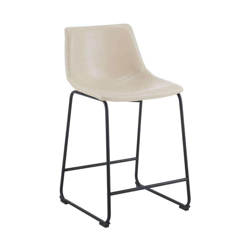 Chic Vintage Faux Leather Counter Stools - Set of Two