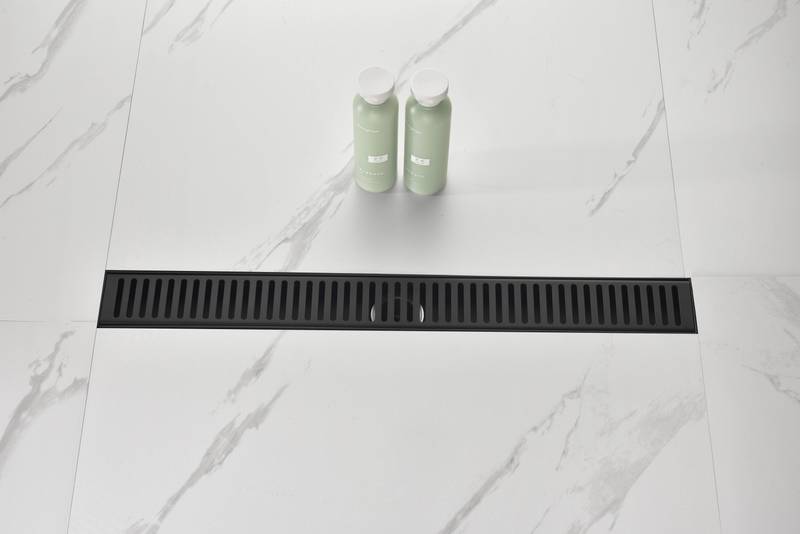 Sleek Linear Shower Drain with Easy-Clean Grate and Hair Strainer