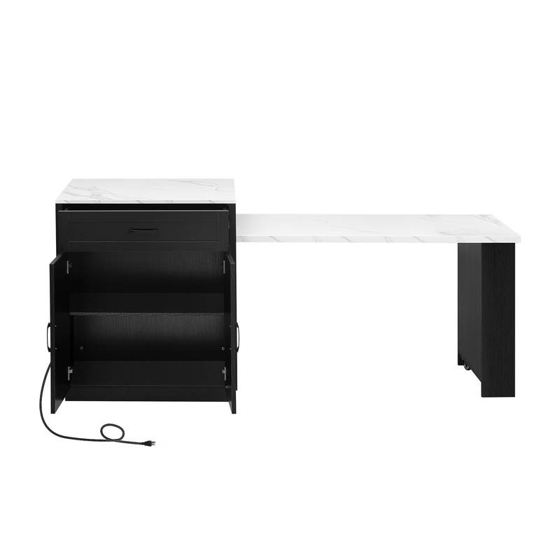 Stylish Expandable Kitchen Island with Storage and Power Outlet