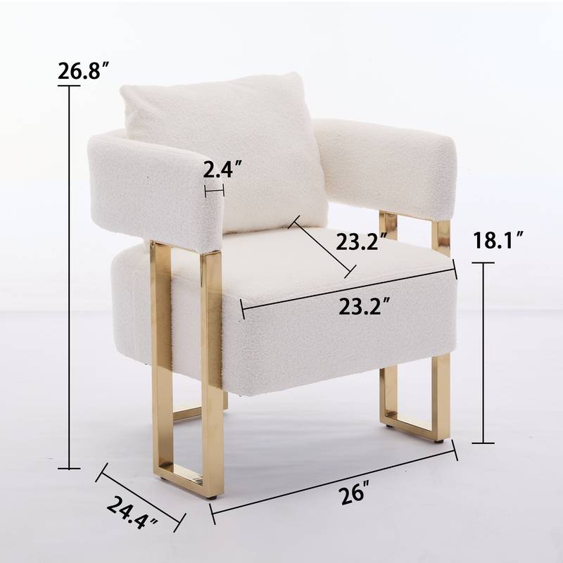 Chic Teddy Fleece Side Chair with Gold Legs