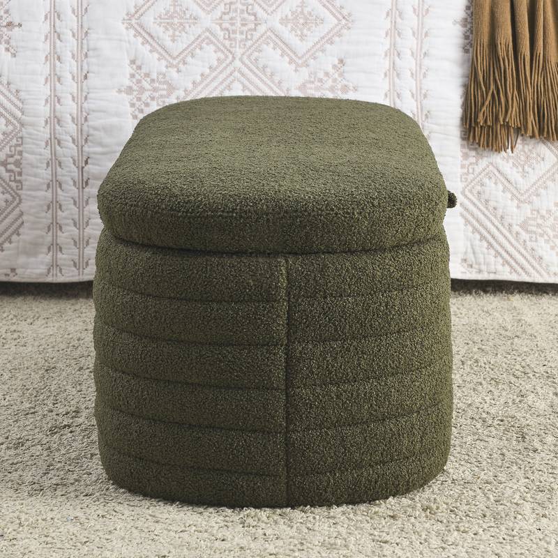 Cozy Green Teddy Storage Bench