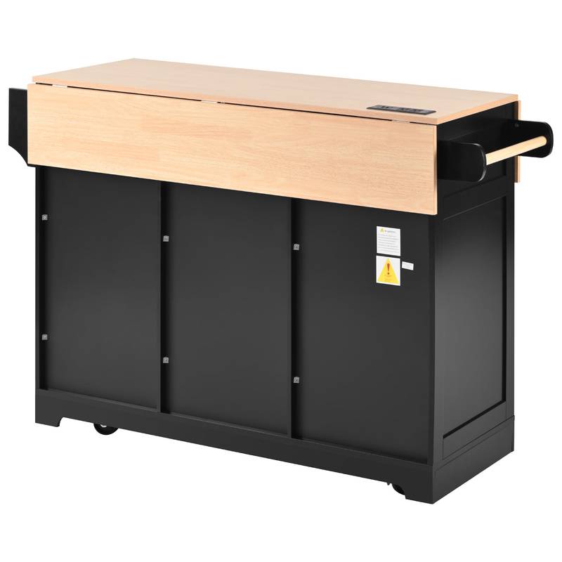 Versatile Kitchen Island Cart with Drop Leaves and Power Outlet