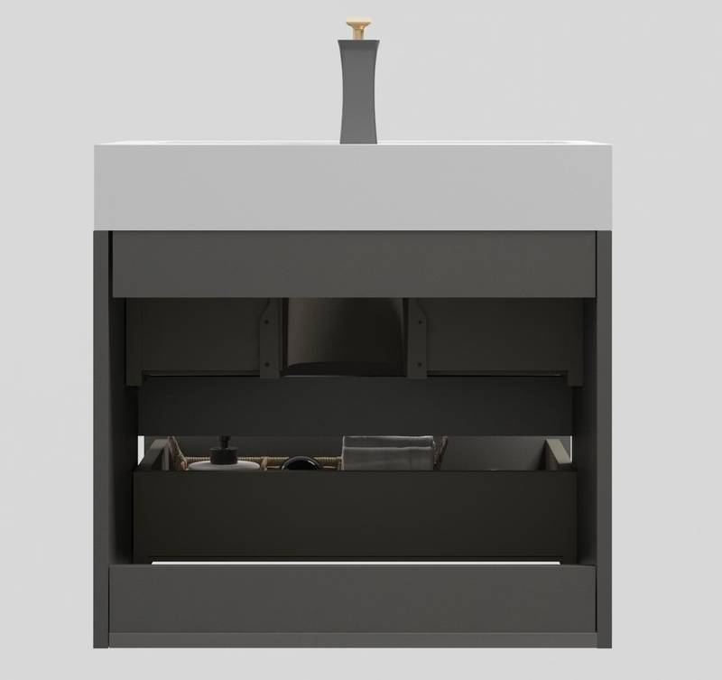 Sleek Gray Floating Vanity with Sink