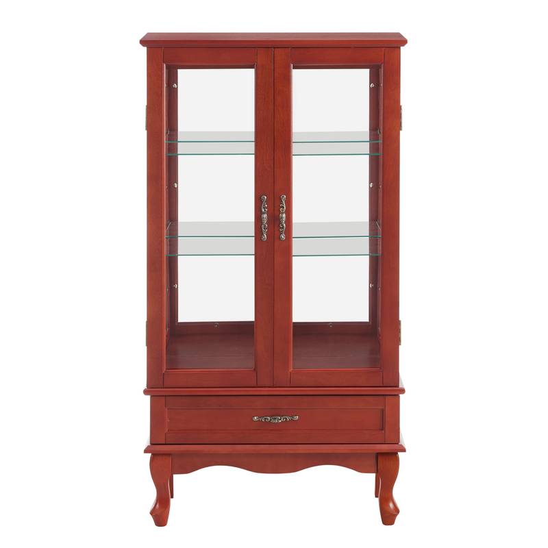 Illuminated Cherry Wine Display Cabinet