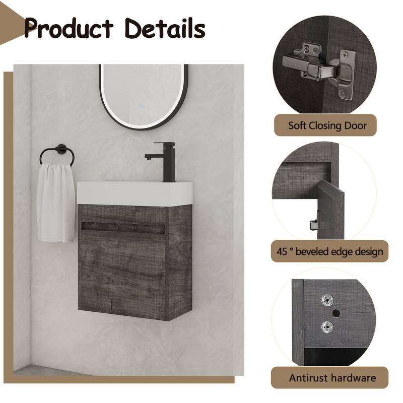 Elegant Wall-Mounted Vanity with Soft-Close Cabinet and Sleek Sink