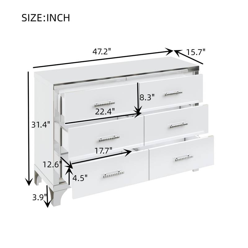 Chic White Dresser & Nightstand Set with Stylish Mirror Accents