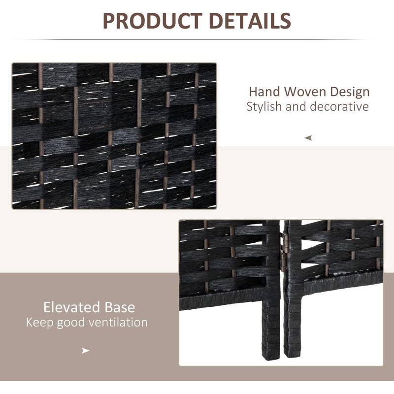 Chic Black Wicker Room Divider