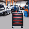 Rolling Tool Cart with Stainless Steel Top - Black & Red