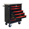 Rolling Tool Cart with Stainless Steel Top - Black & Red
