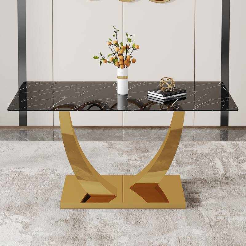 Chic Glass & Gold Dining Table