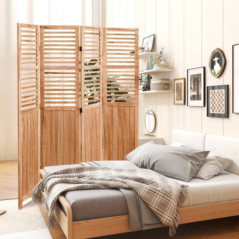 Natural Wood Folding Room Divider
