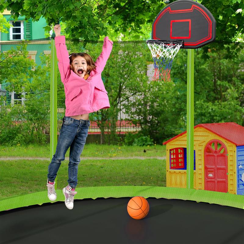 Jump and Score Trampoline Fun with Basketball Hoop and Soccer Goal