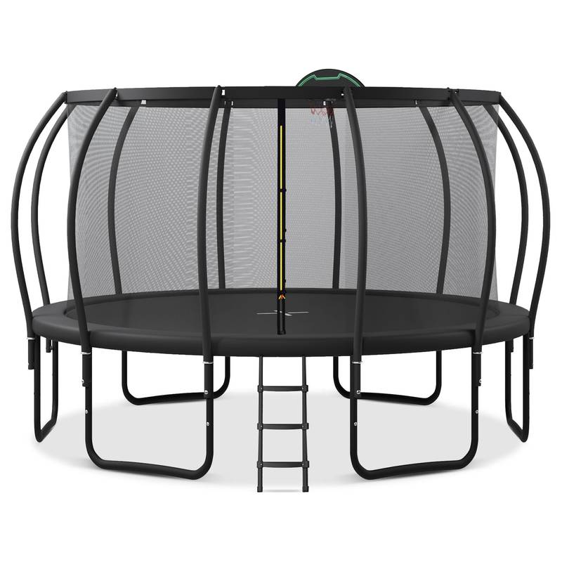 Jump & Play Trampoline Fun with Safety Enclosure & Basketball Hoop!